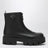 Black leather zip-up ankle boots