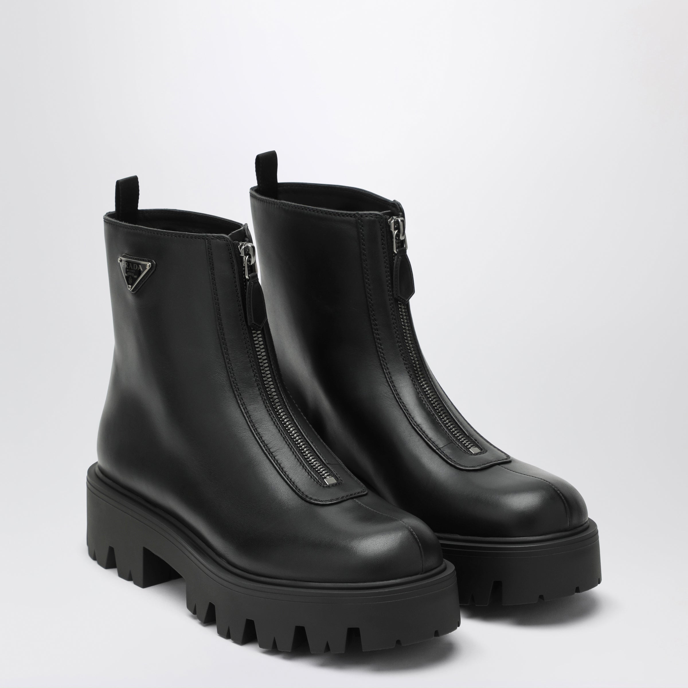 Prada Black leather zip-up ankle boots | TheDoubleF