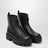 Black leather zip-up ankle boots