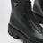 Black leather zip-up ankle boots
