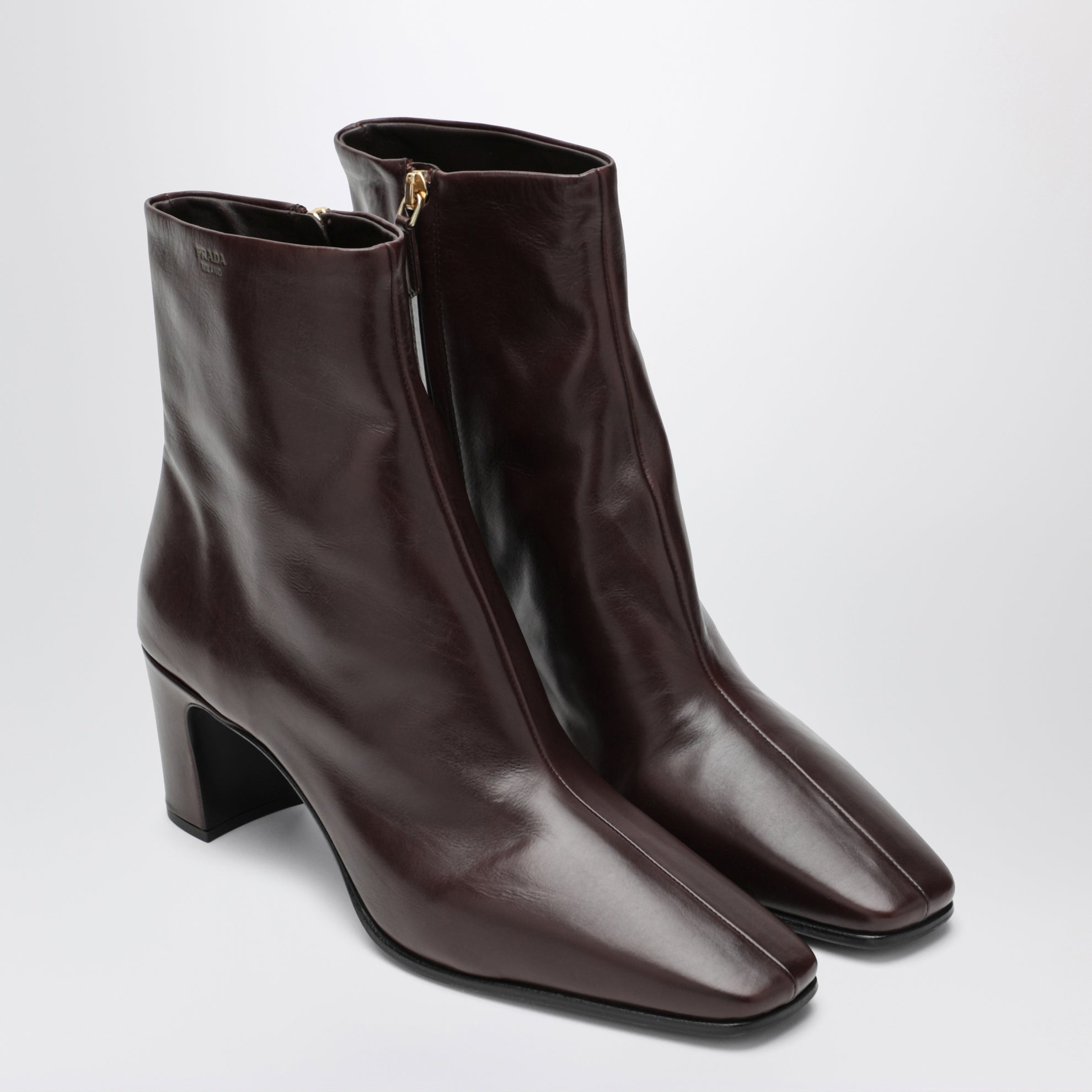 Dark brown calfskin ankle boots
