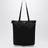 Saffiano leather charm with Re-Nylon tote bag in black