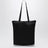 Saffiano leather charm with Re-Nylon tote bag in black