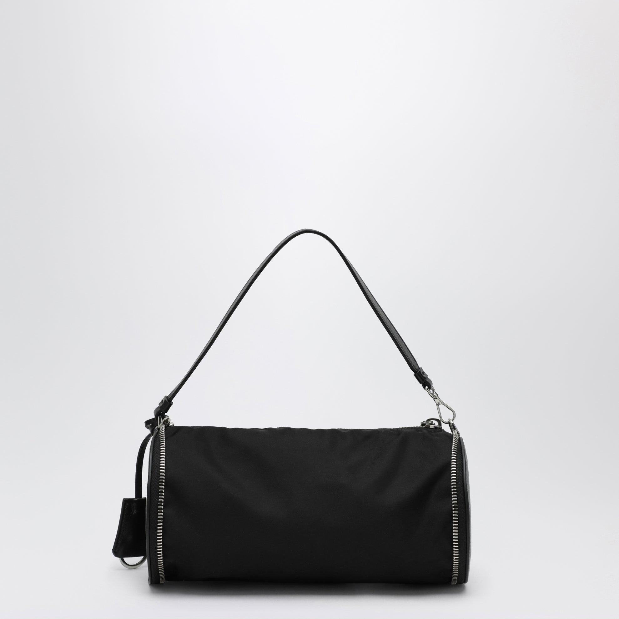 Mini-sac pliable noir en Re-Nylon et cuir