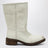 Talc-colored boots in aged-effect leather