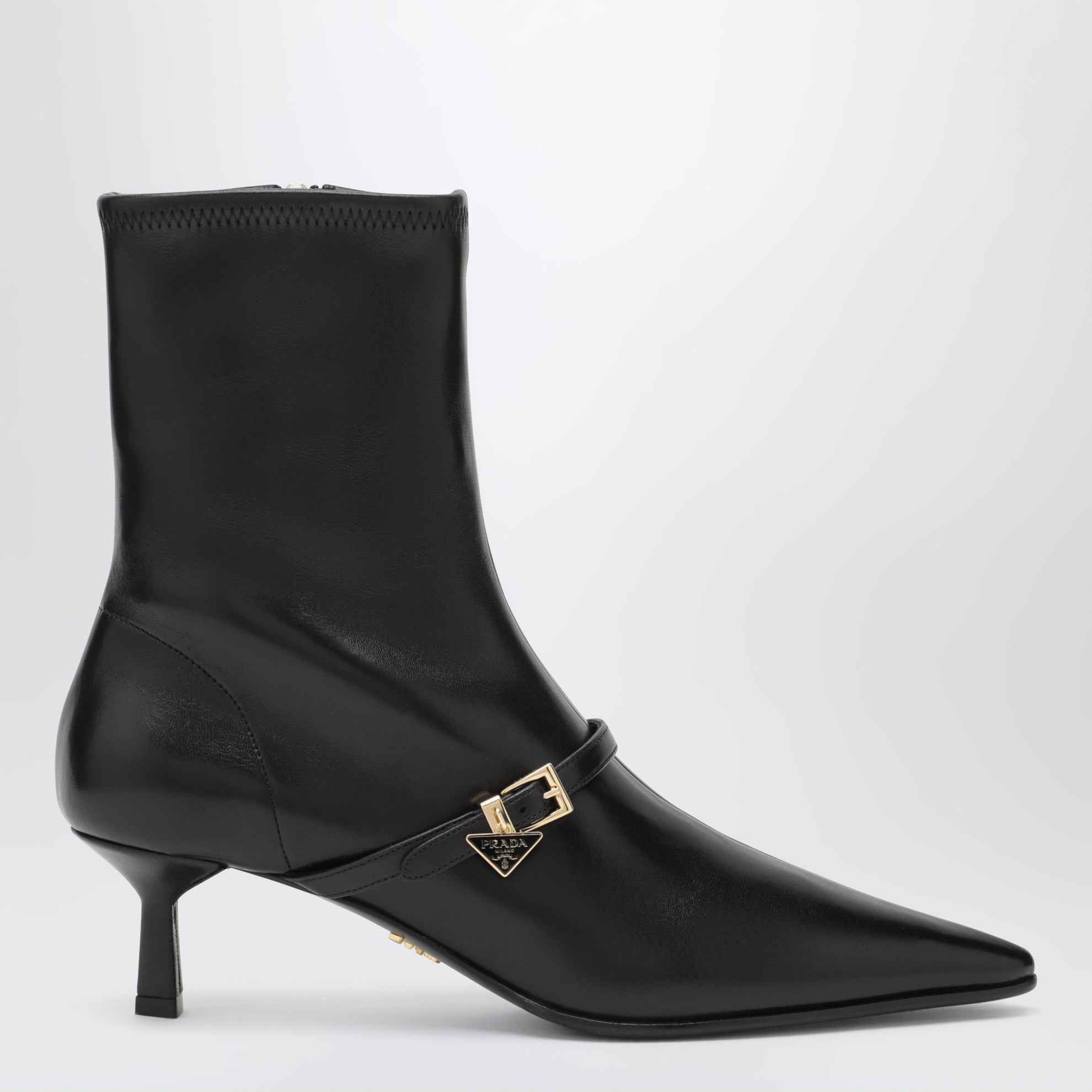 Bottines noires en cuir nappa stretch