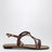 Leather flat sandals in tan