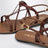 Sandales plates en cuir couleur cuir