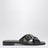 Black leather slider sandals with buckle