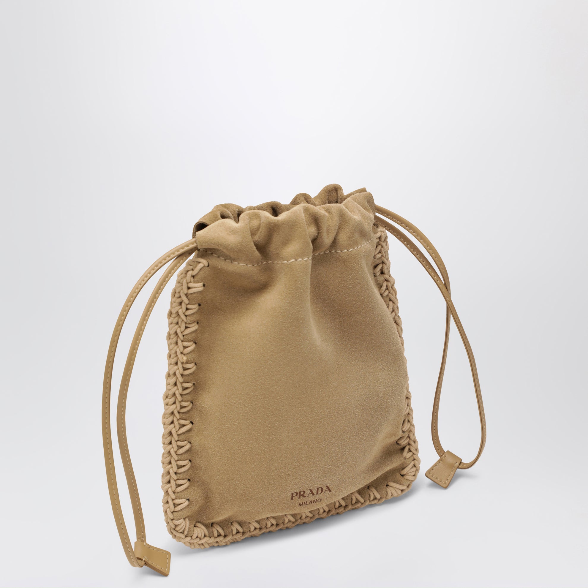 Porta smartphone in pelle scamosciata color deserto