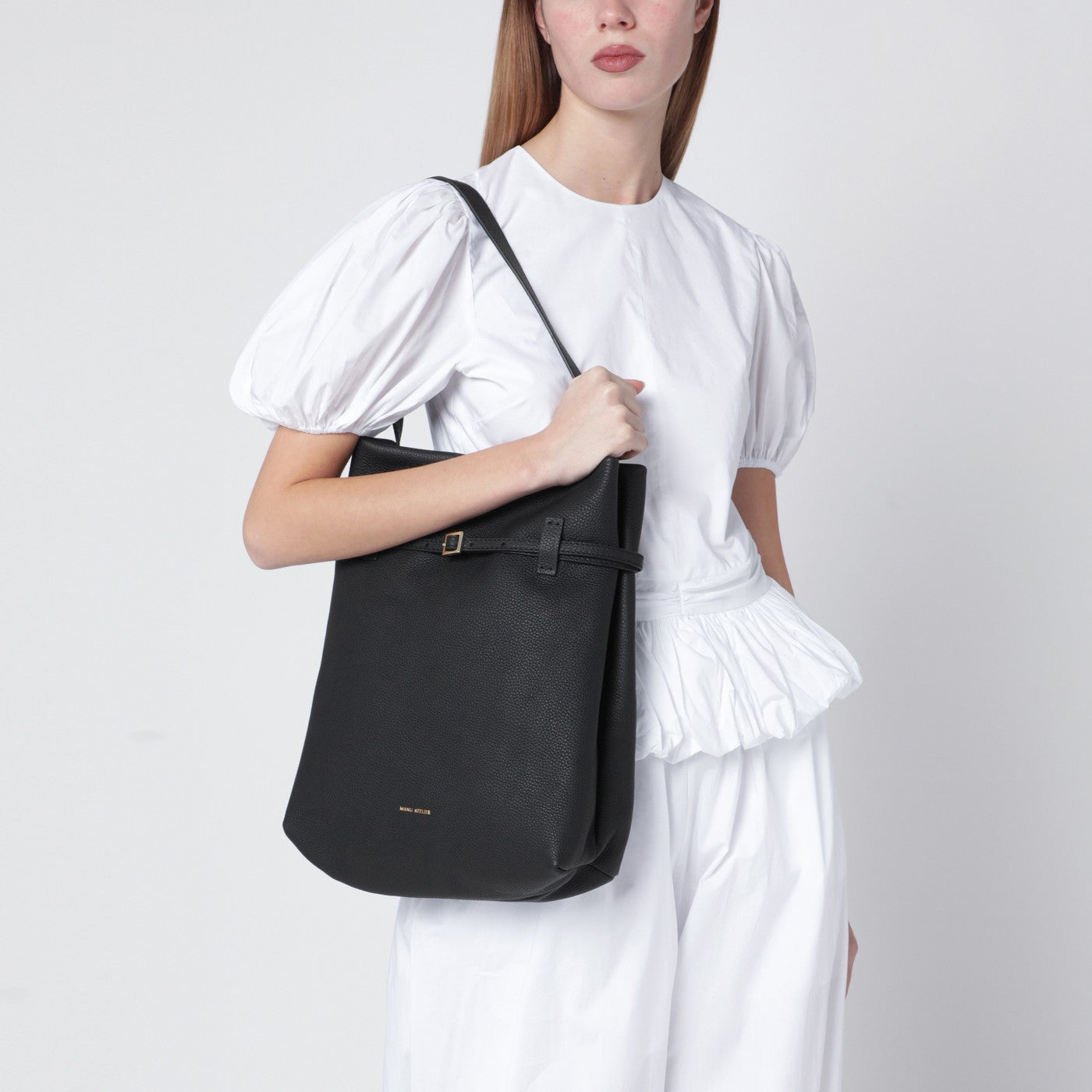 Tote Du Jour tote bag in black calfskin