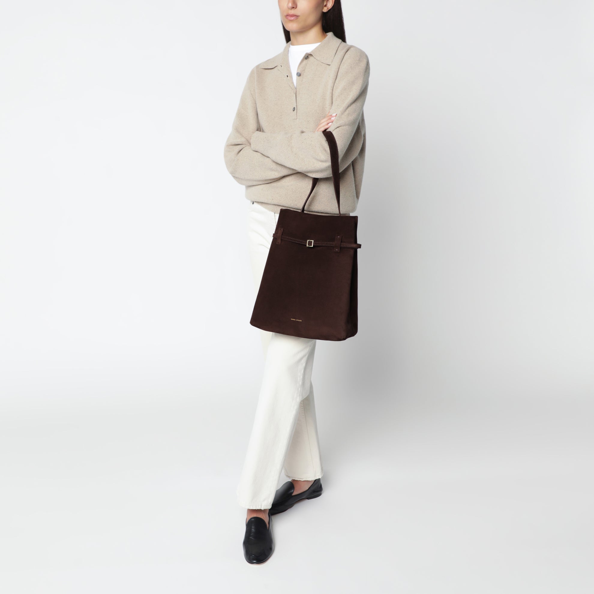 Tote du Jour bag in Dark Brown suede
