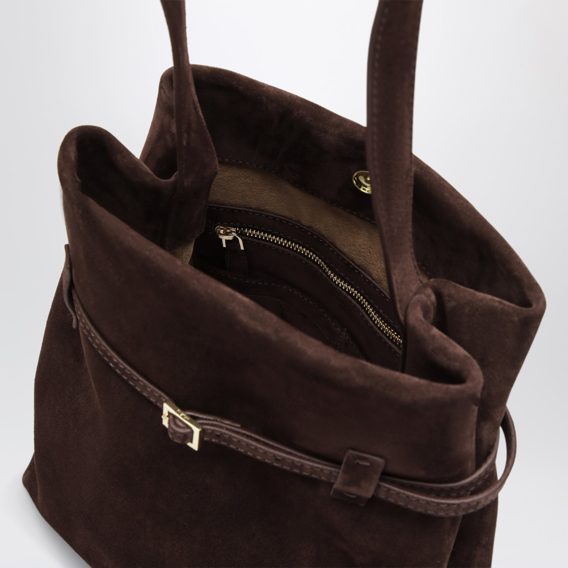 Tote du Jour bag in Dark Brown suede