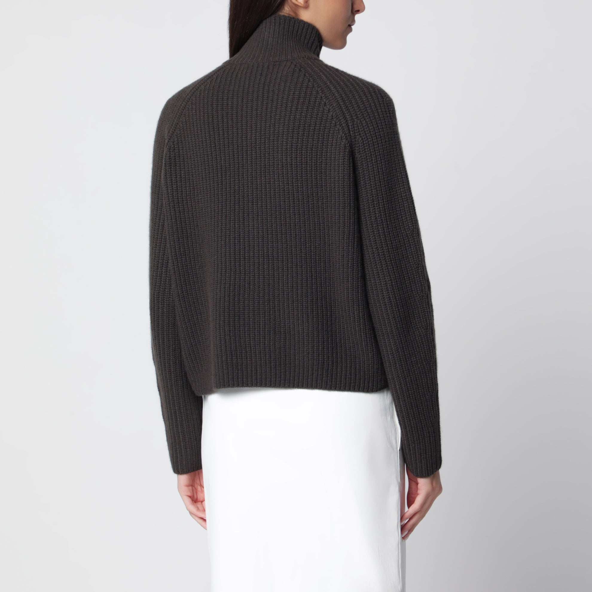 Cardigan zippé Sadie en cachemire vert foncé