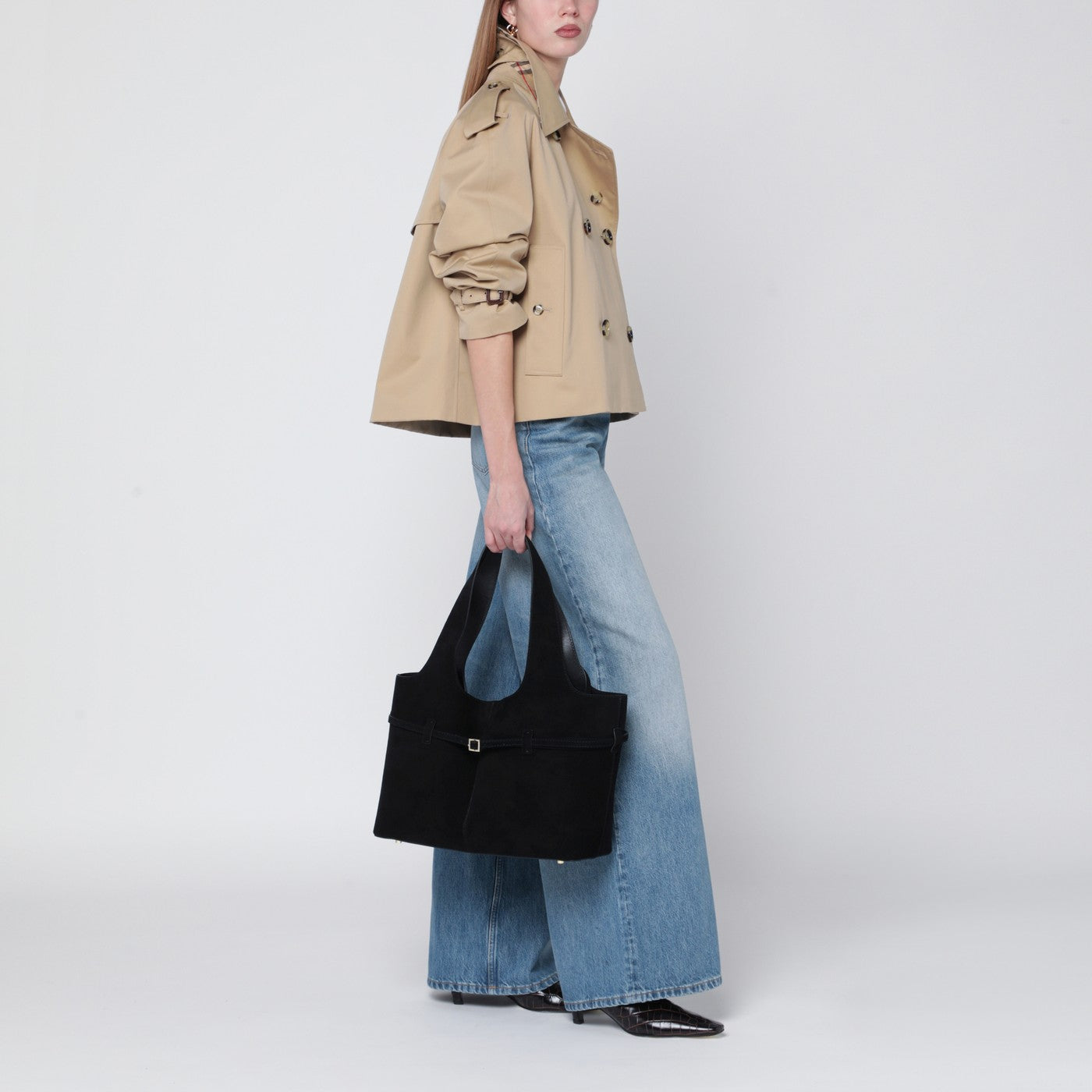 Borsa Cambon Cabas nera in suede