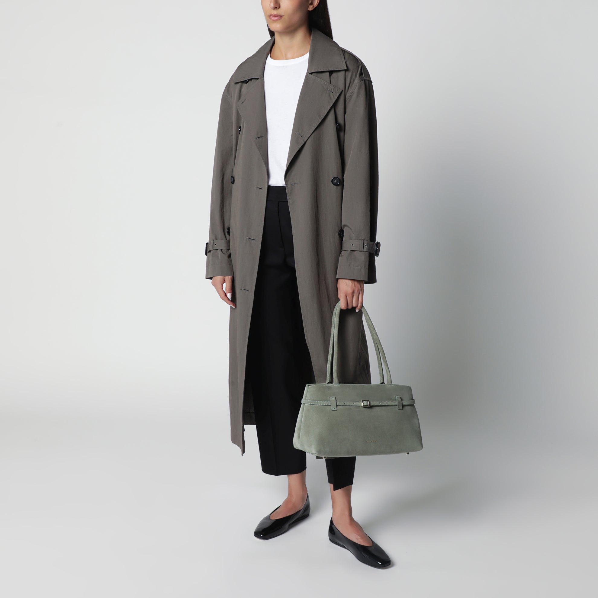 Cambon East West bag in Pepe Green suede