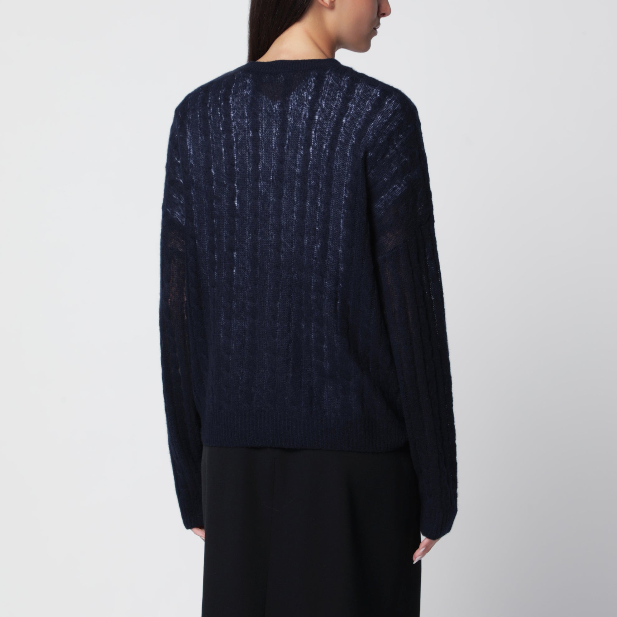Navy cable-knit Amabel cashmere-silk sweater