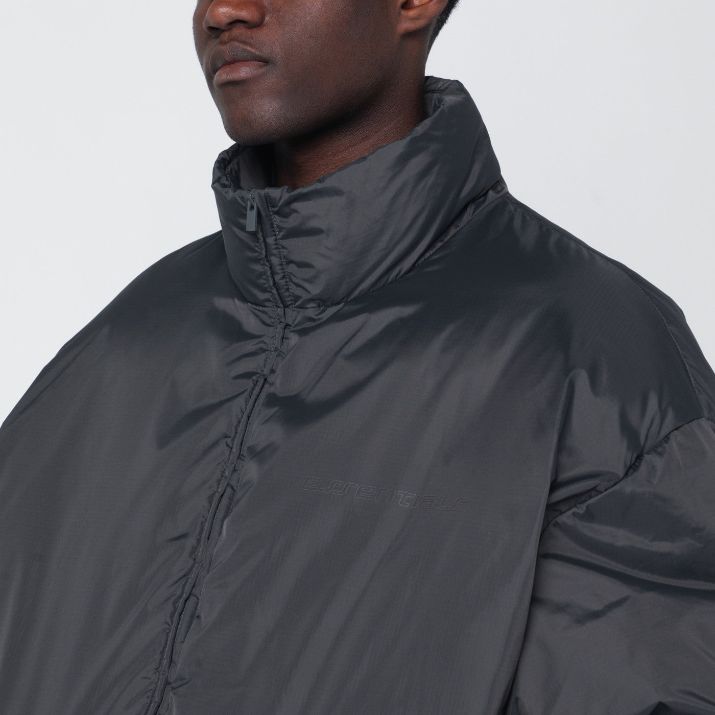 Grey padded ripstop nylon jacket