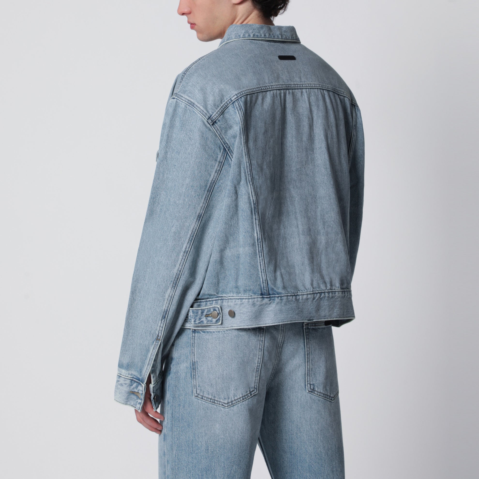 Veste en denim bleu clair effet vintage