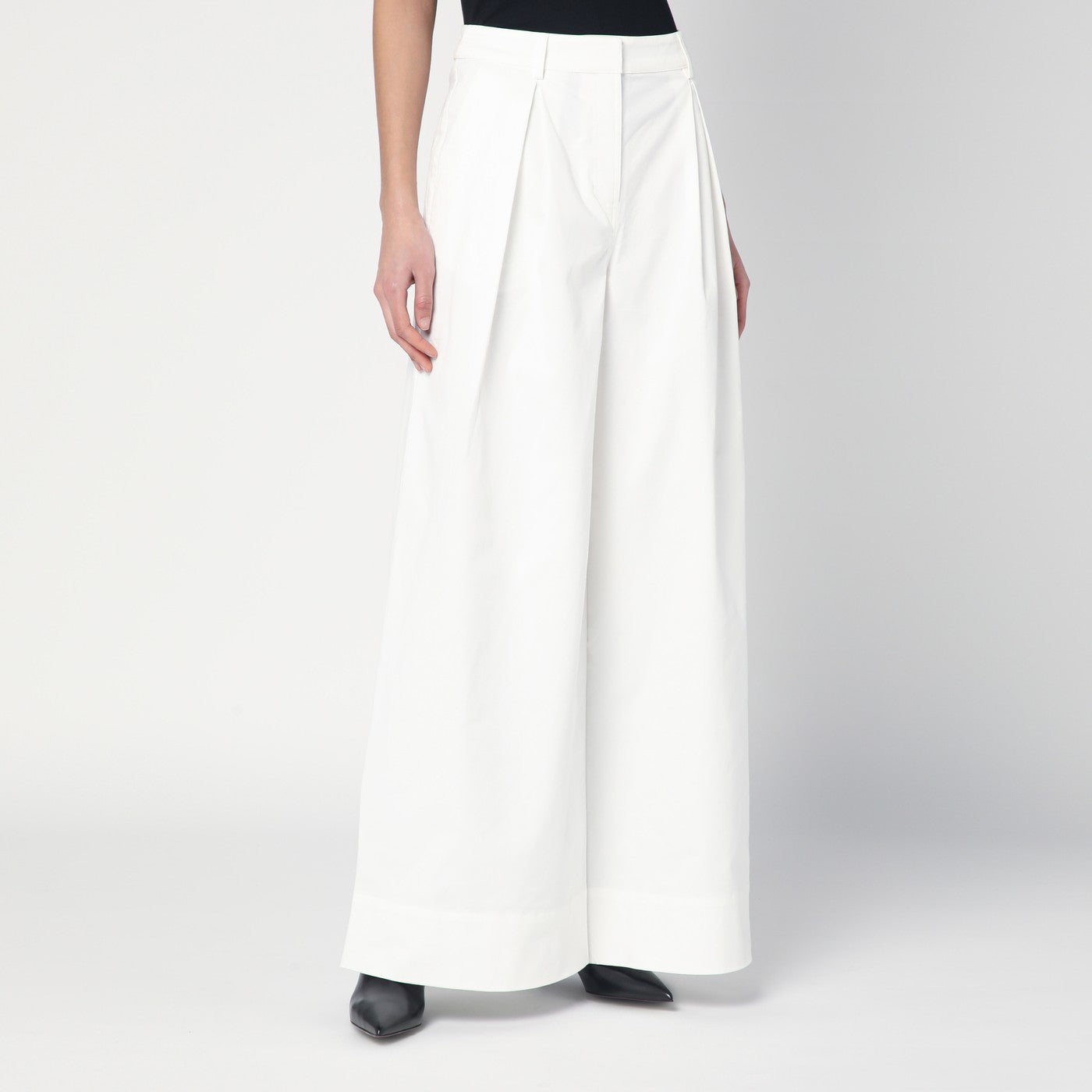 White cotton palazzo trousers