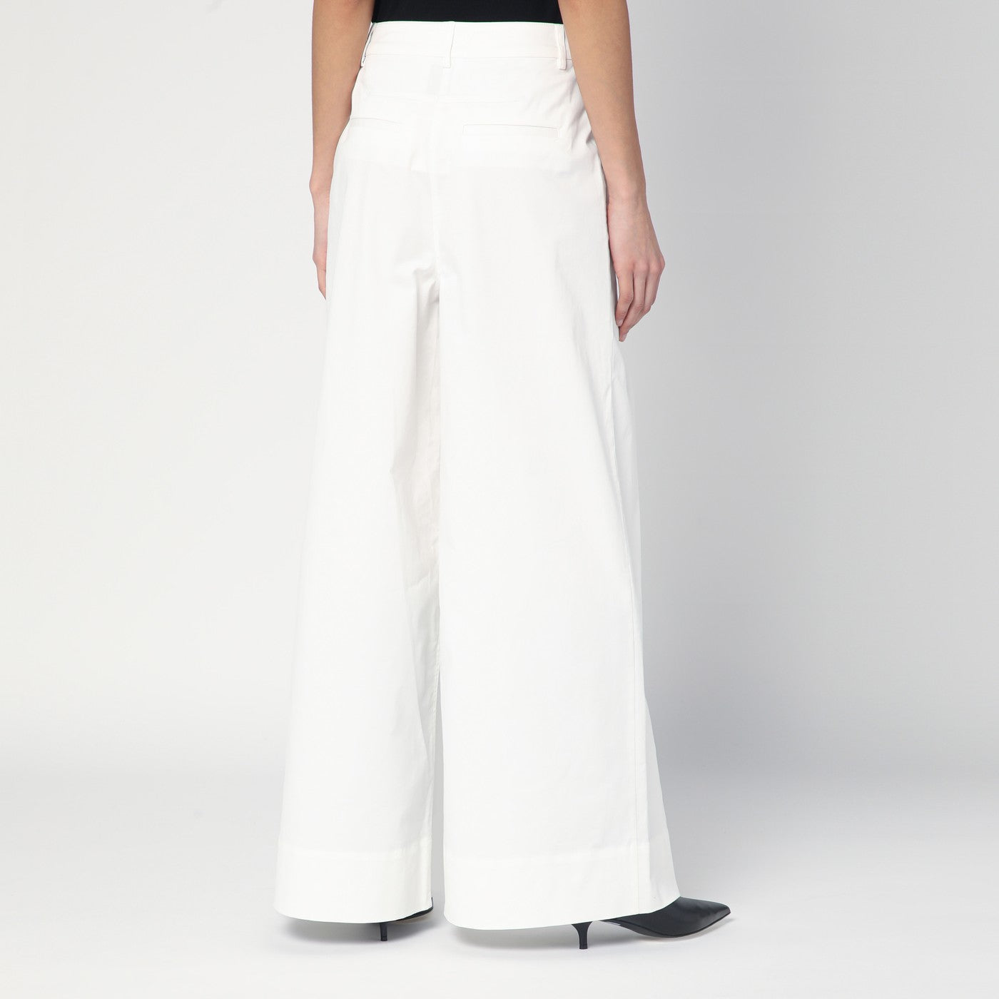 White cotton palazzo trousers