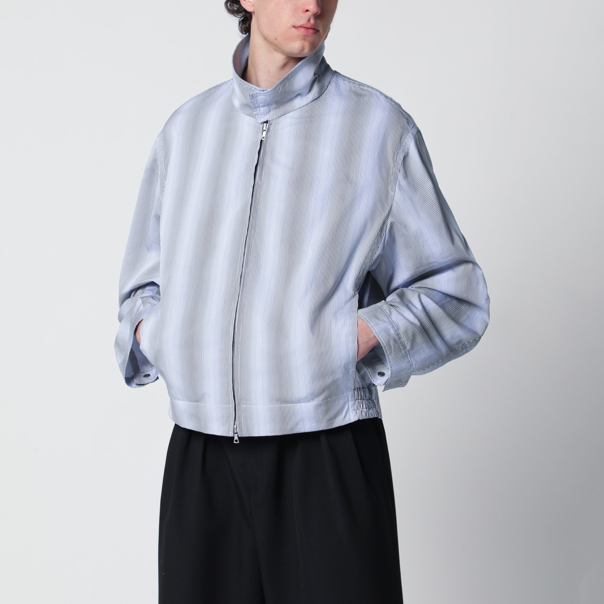 Textured striped zip jacket