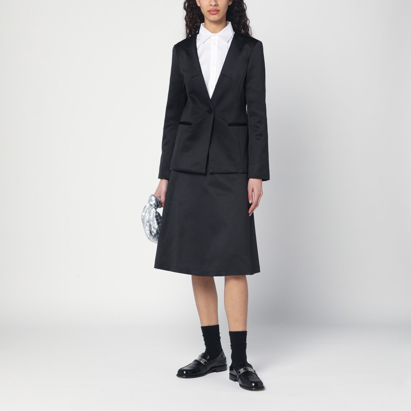 Black single breasted cotton blend jacket