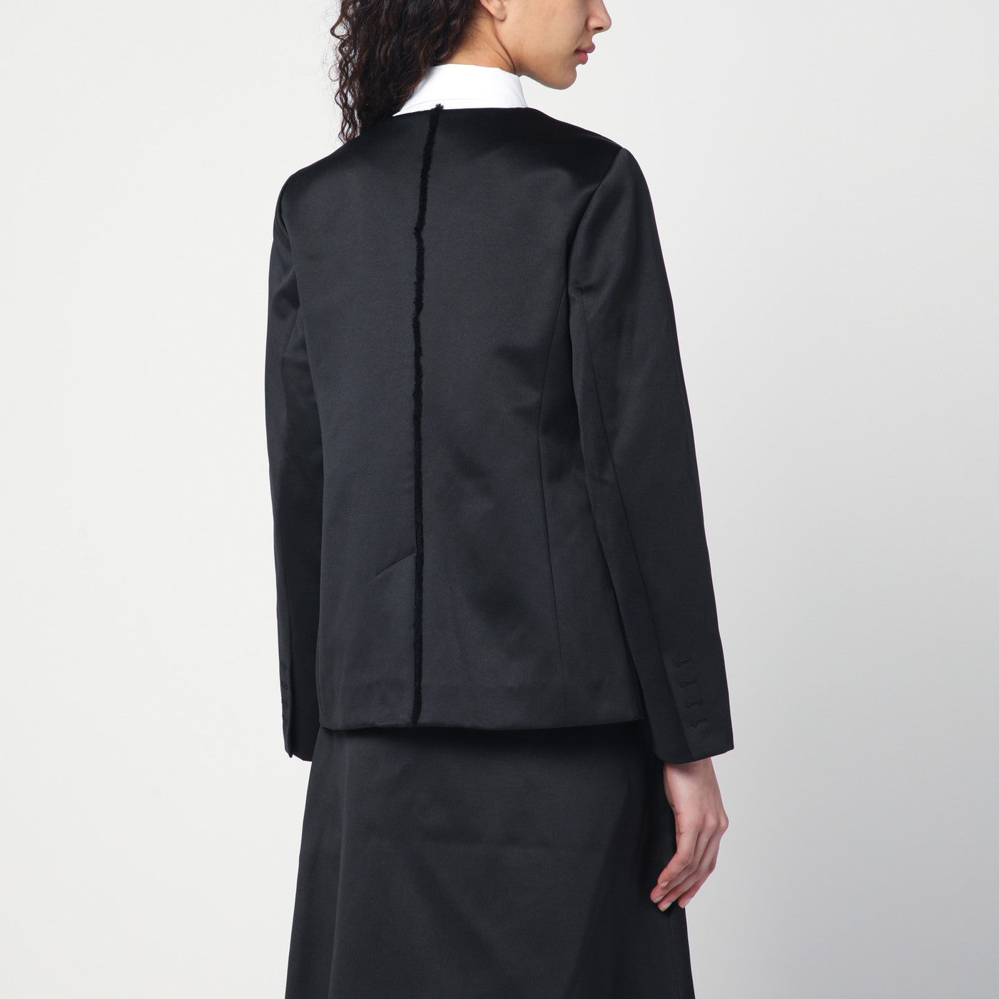 Black single breasted cotton blend jacket