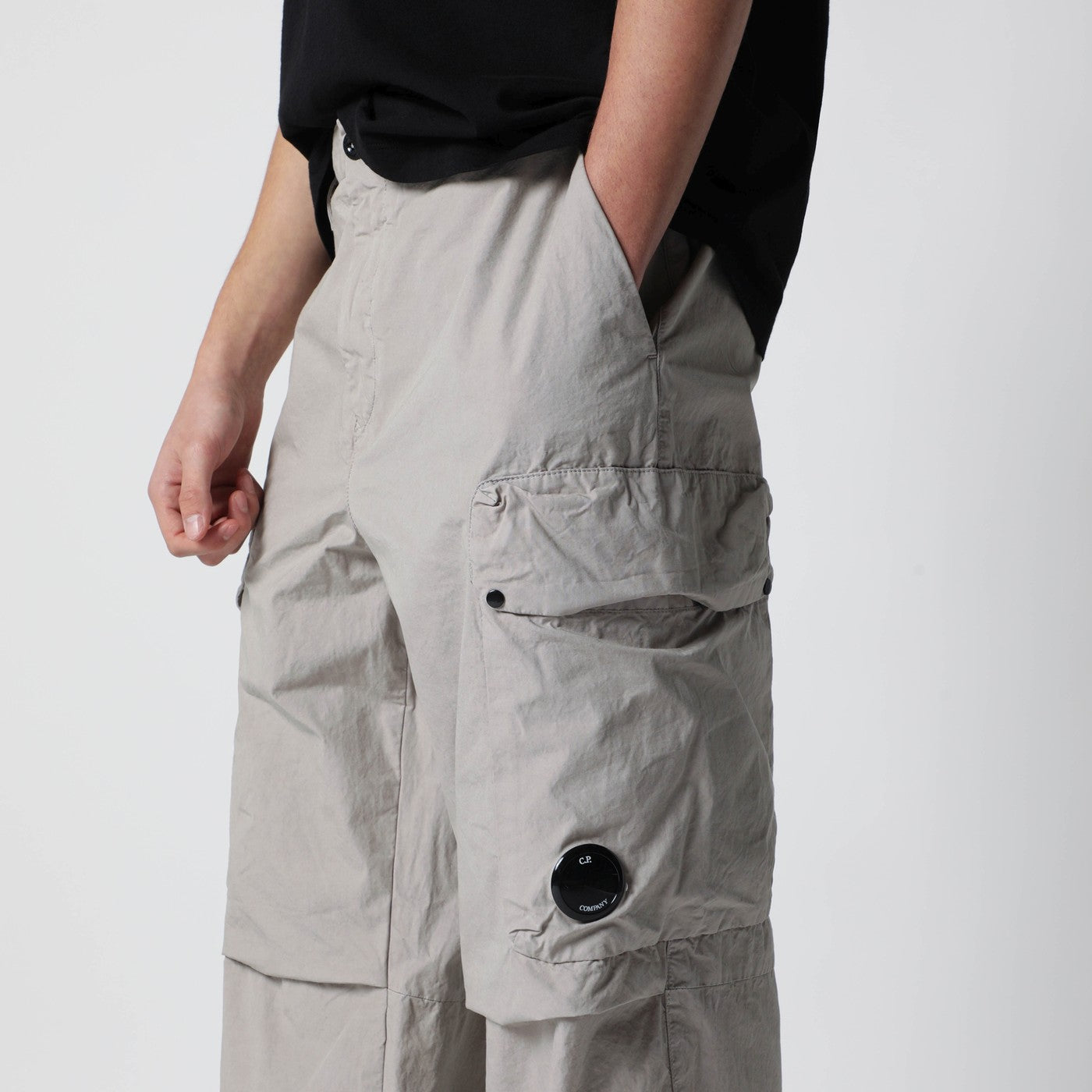 Pantalon cargo gris taupe en coton