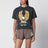 Washed black MothTech cotton T-shirt with print