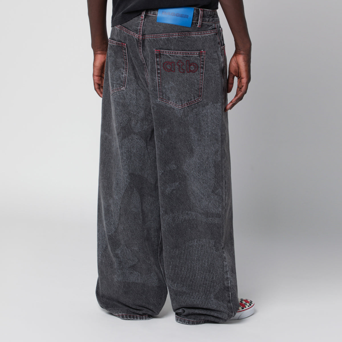 Faded black baggy jeans with vintage effect