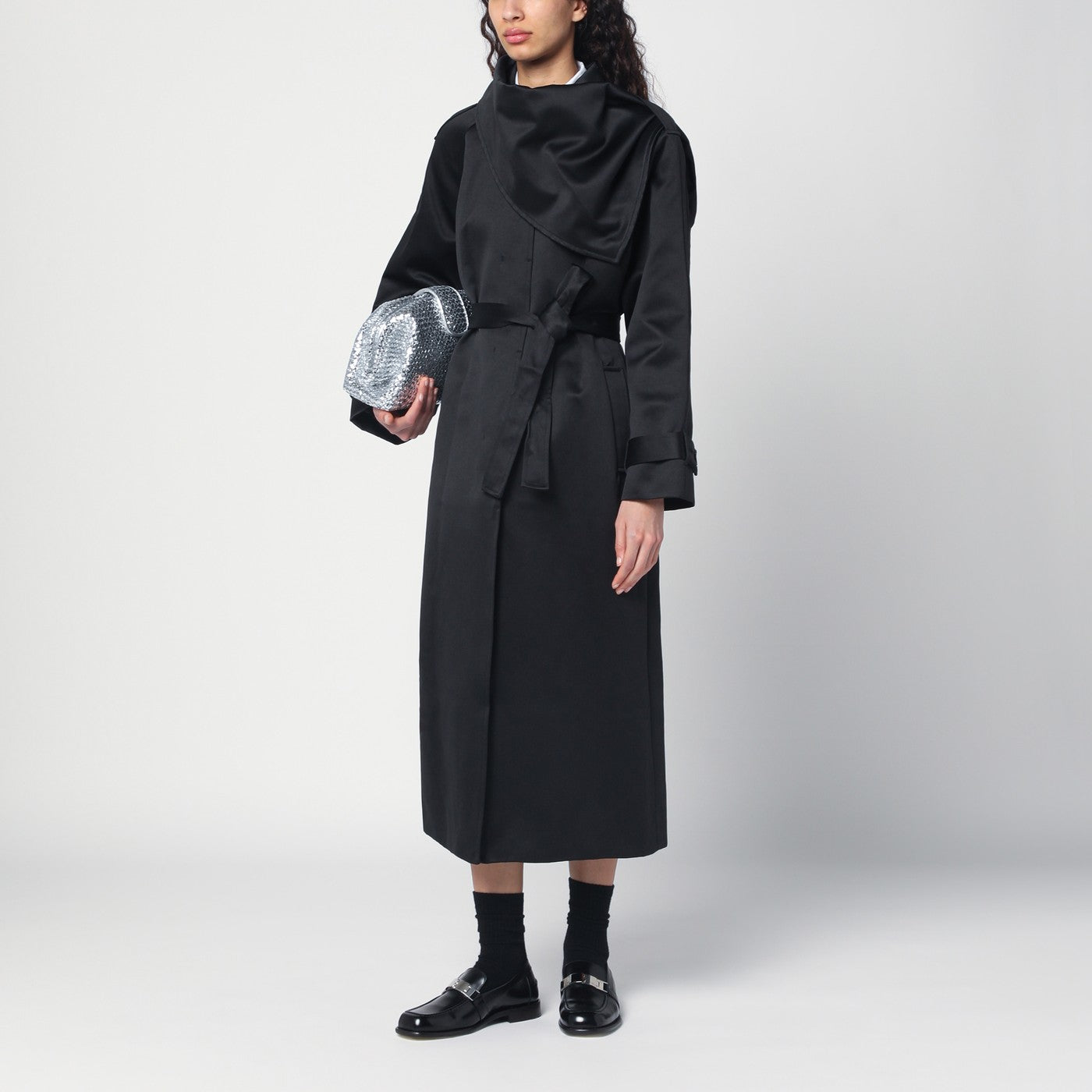Trench Kelly noir en coton mélangé