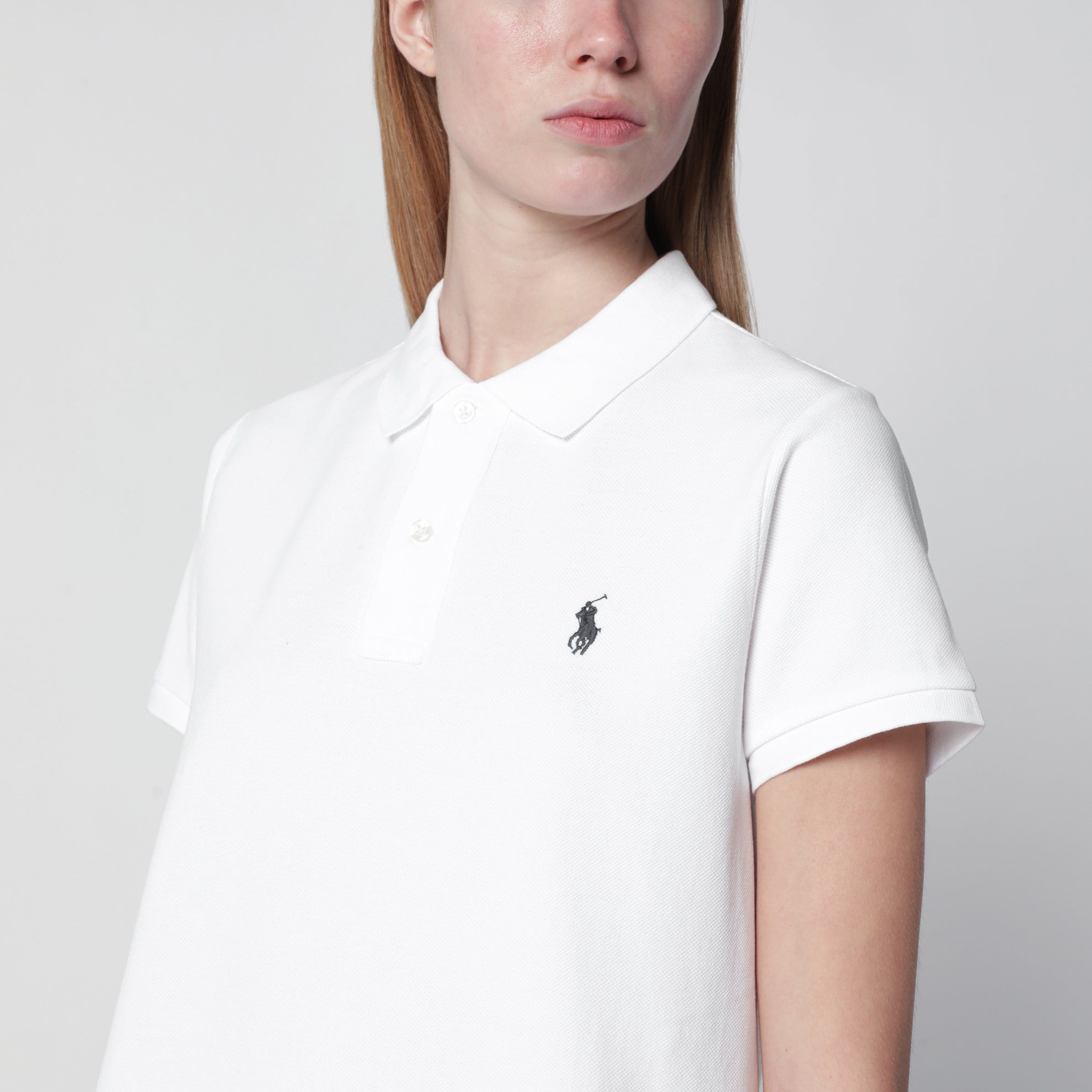 Abito lungo in cotone bianco con logo