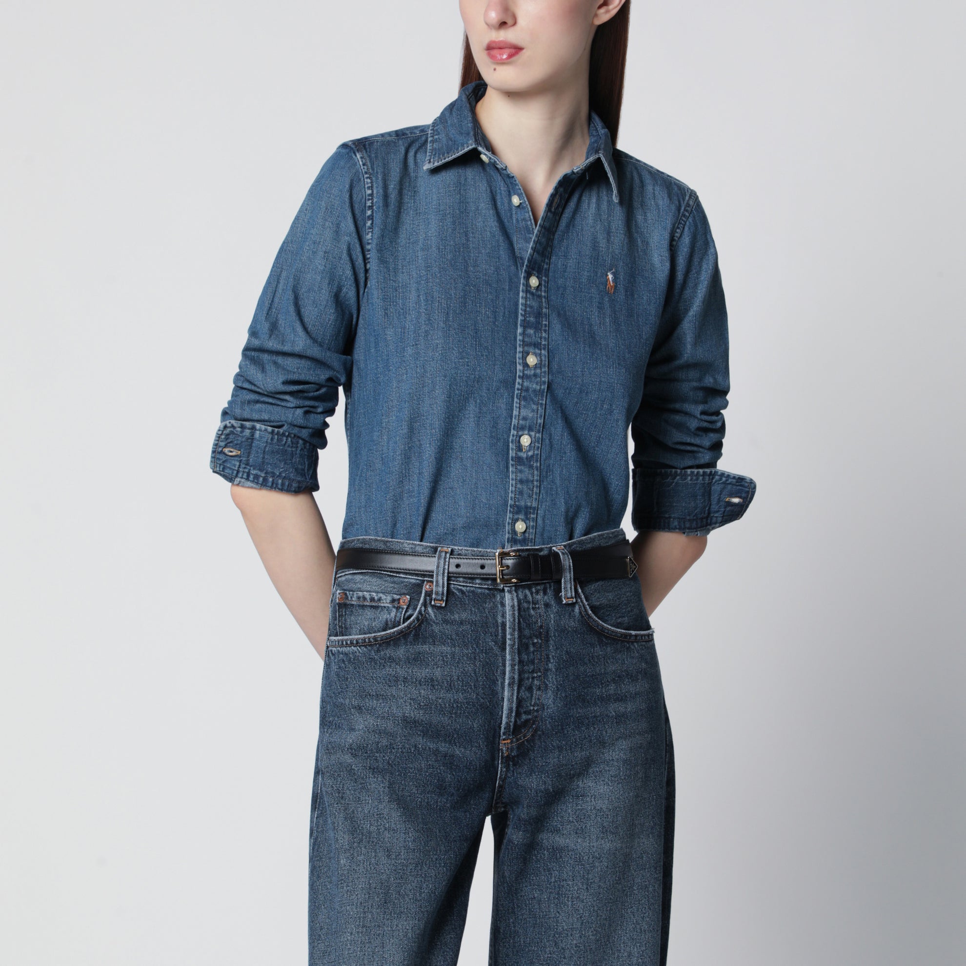 Blue denim shirt