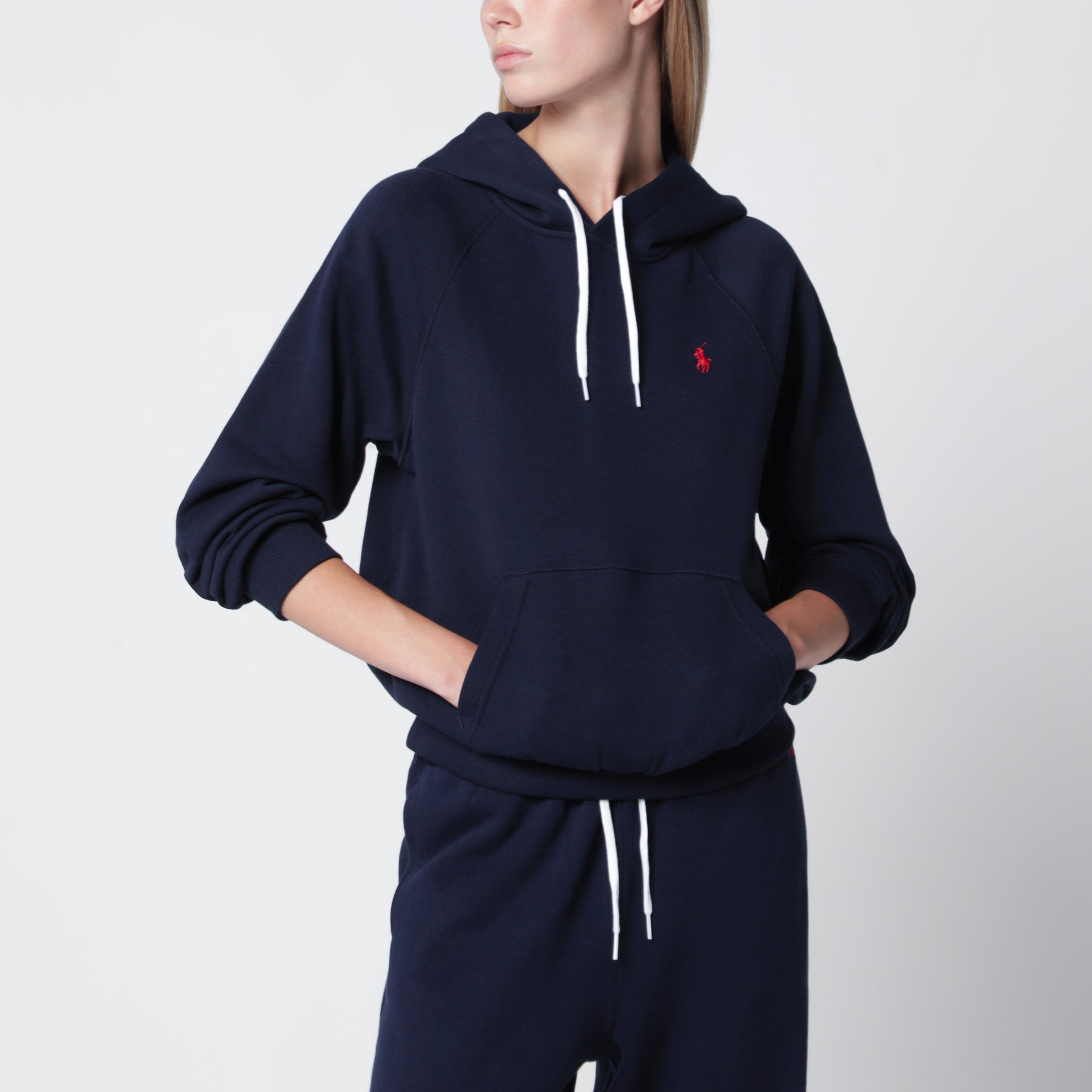 Felpa con cappuccio blu navy
