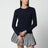 Rundhalspullover aus Wolle und Kaschmir in Hunter Navy