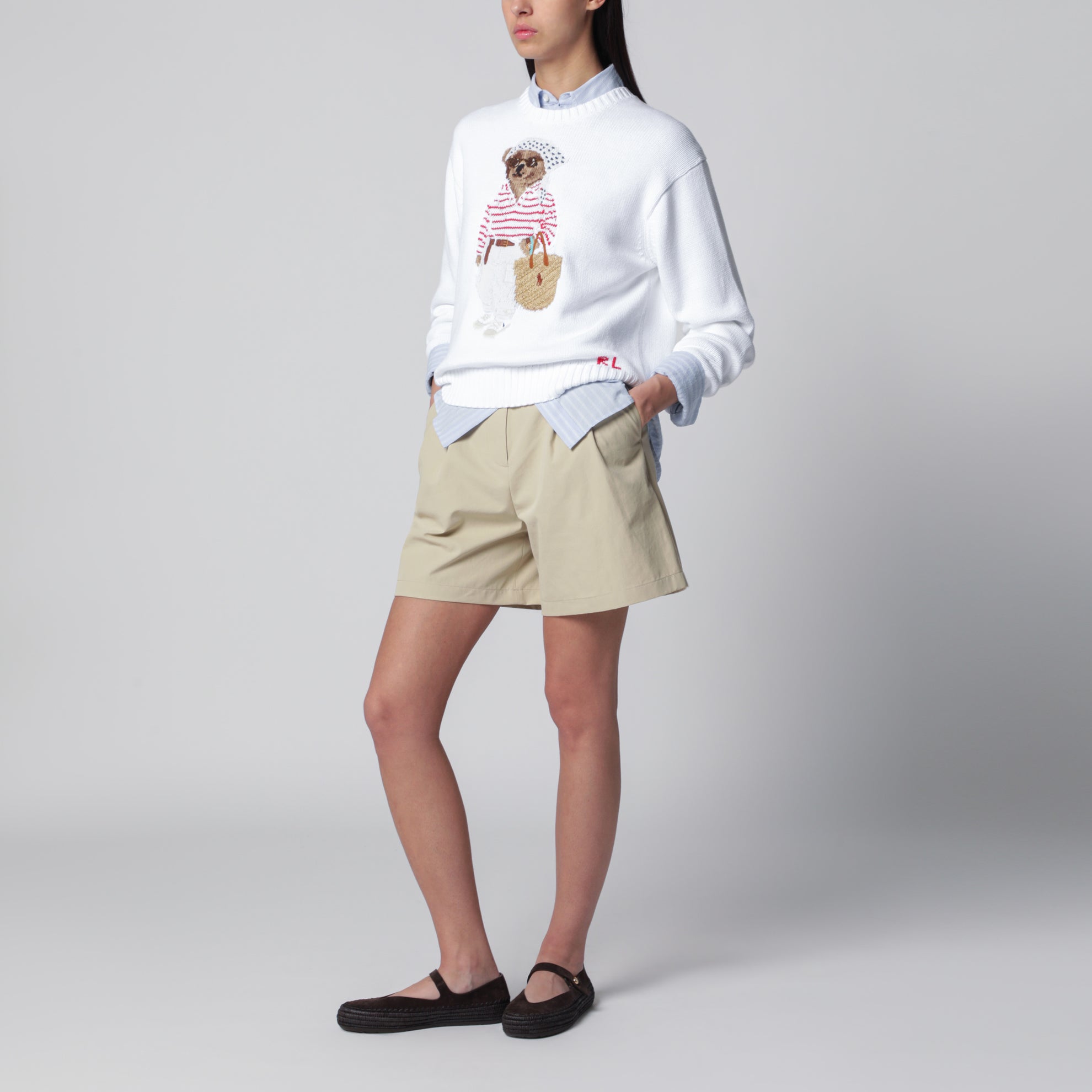 White cotton Polo Bear sweater