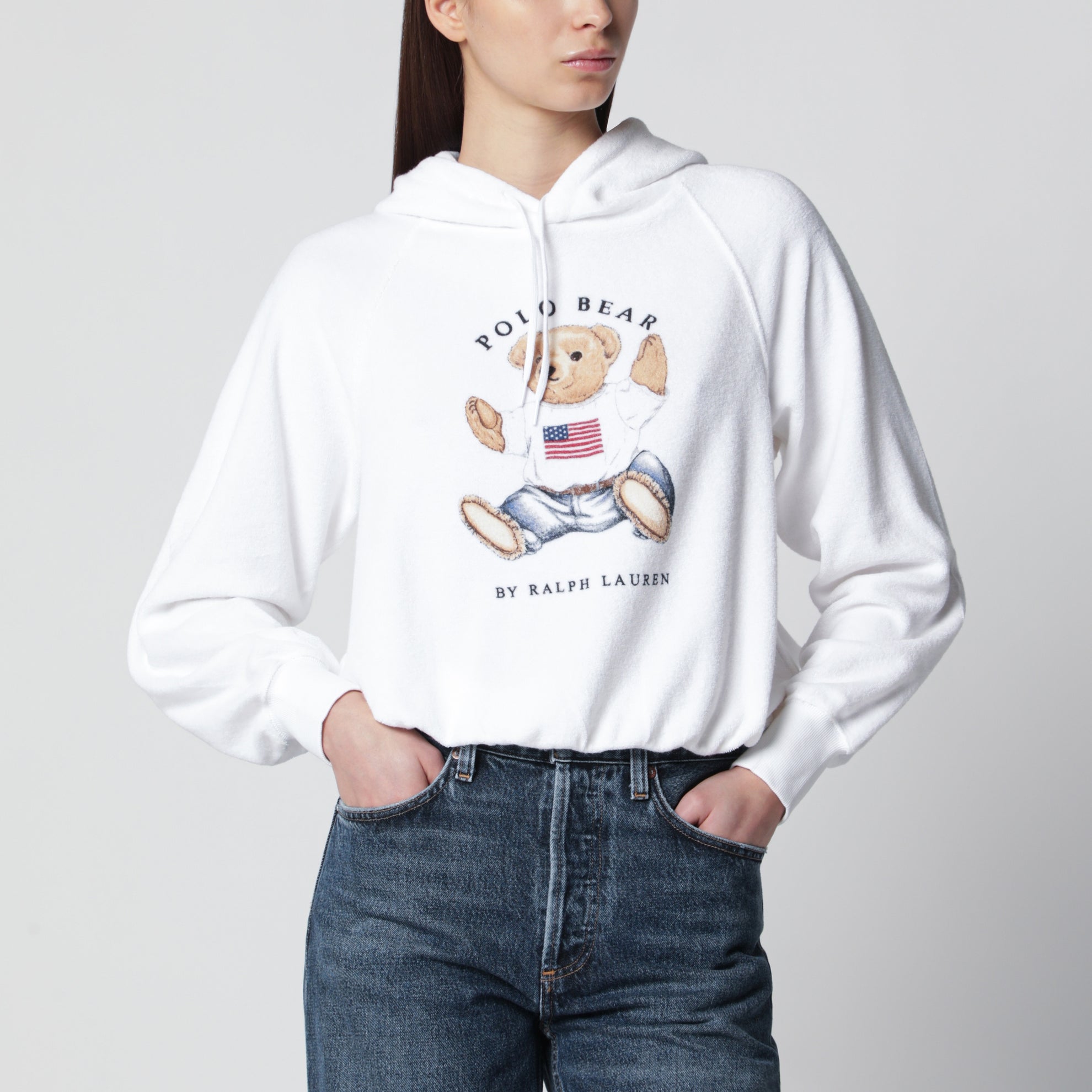 Sweat Polo Bear blanc en chenille