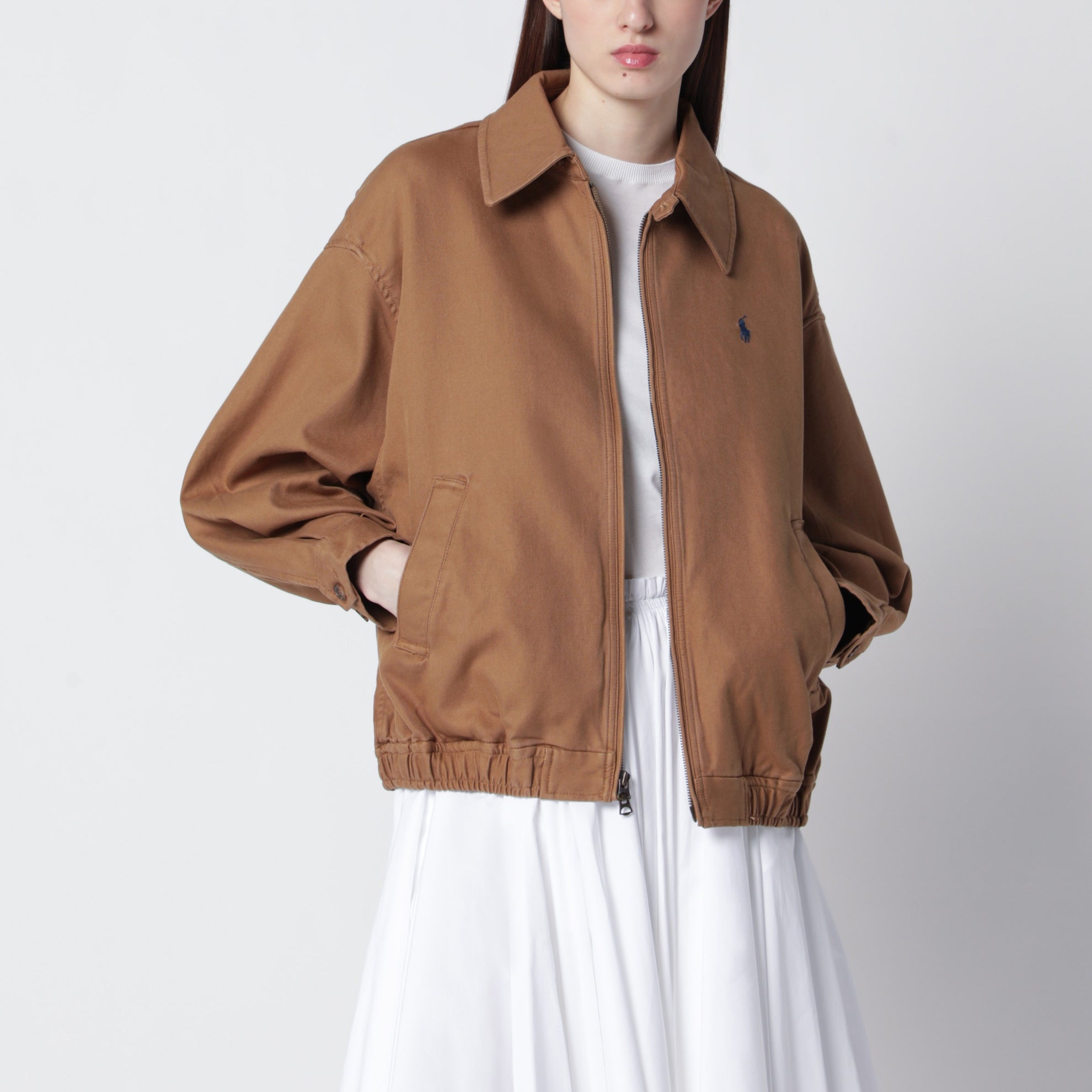 Coupe-vent oversize en coton marron