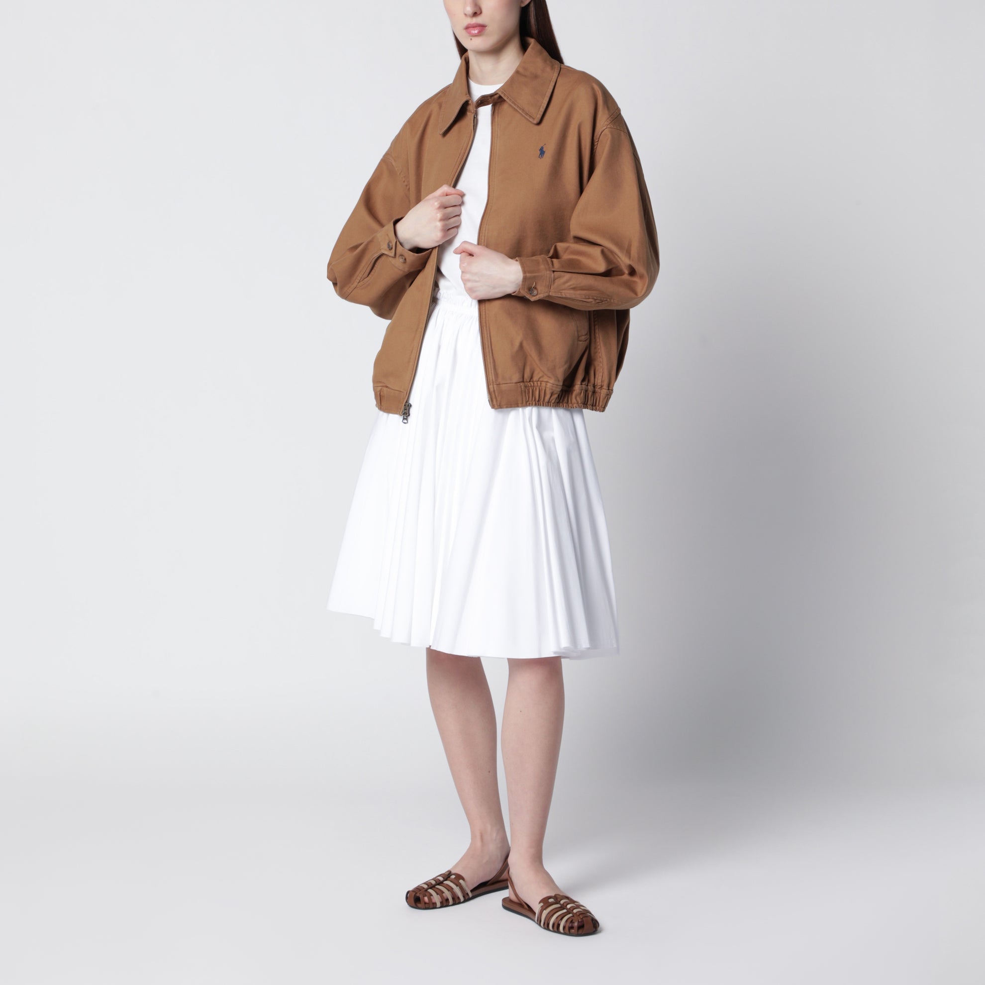 Coupe-vent oversize en coton marron
