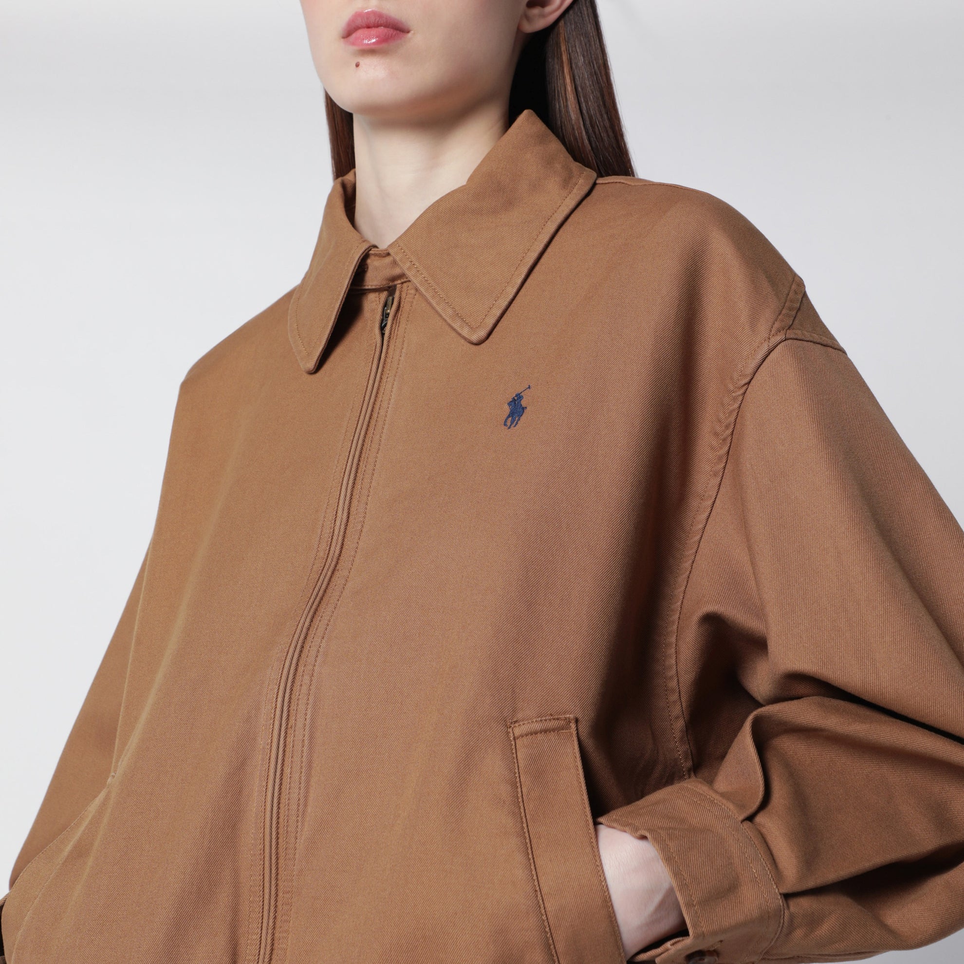 Coupe-vent oversize en coton marron