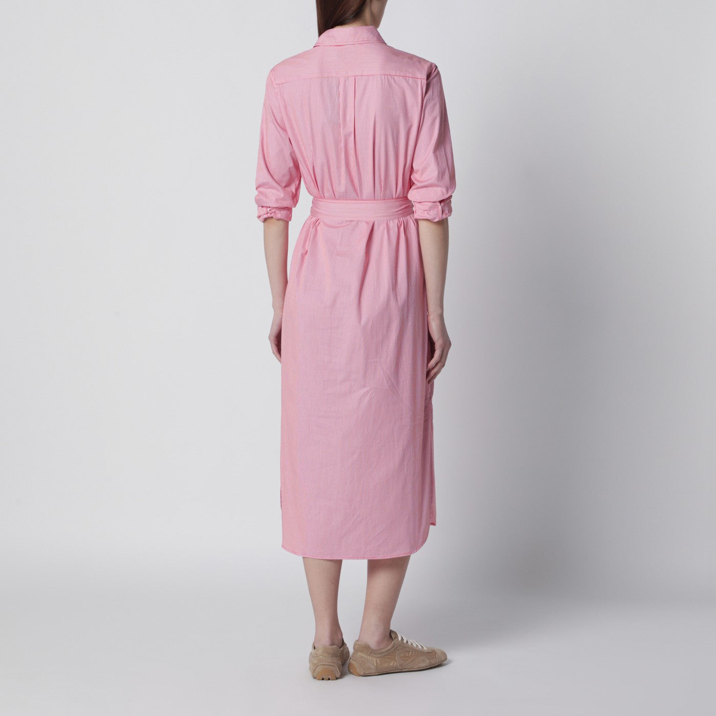 Abito chemisier a righe rosse/bianche