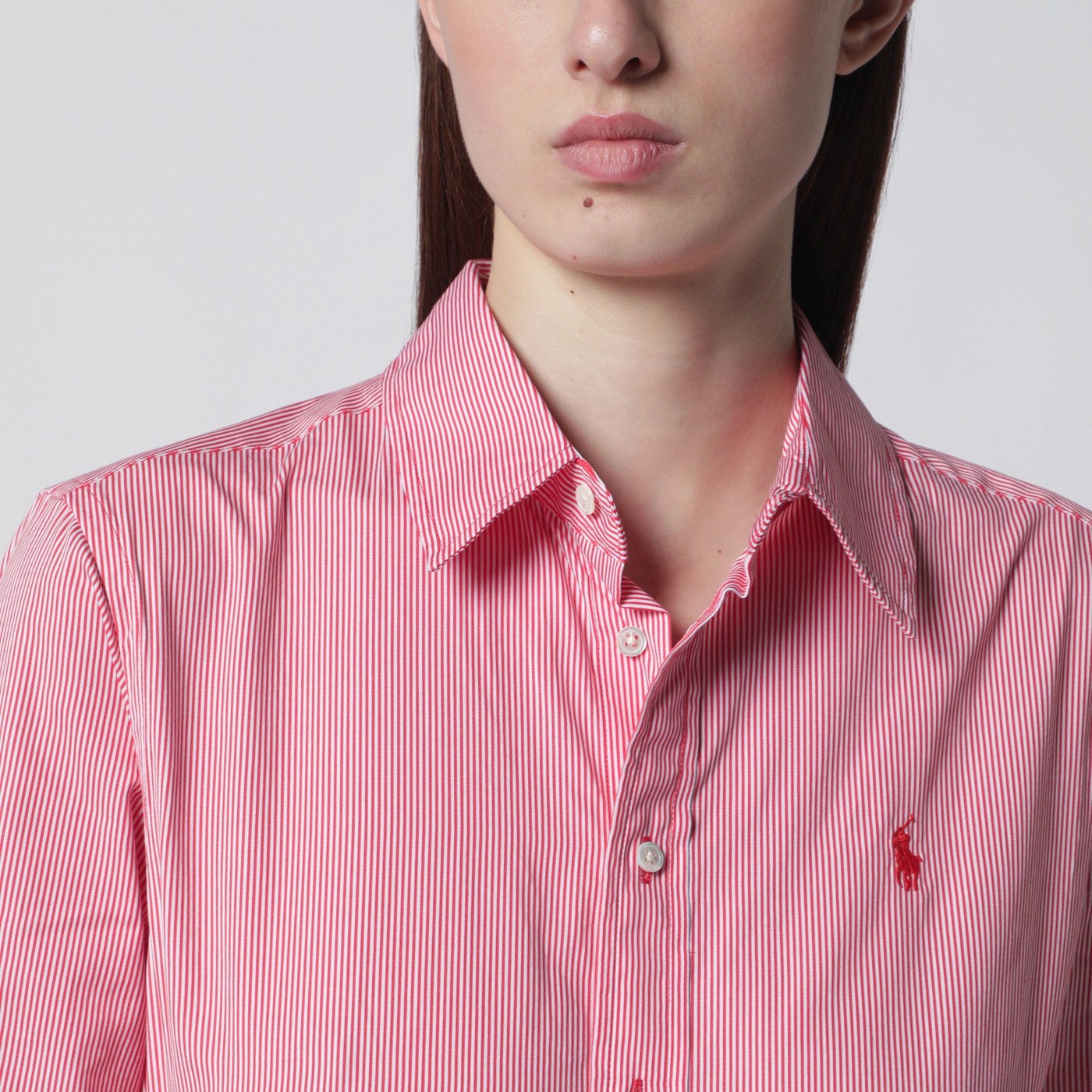 Abito chemisier a righe rosse/bianche