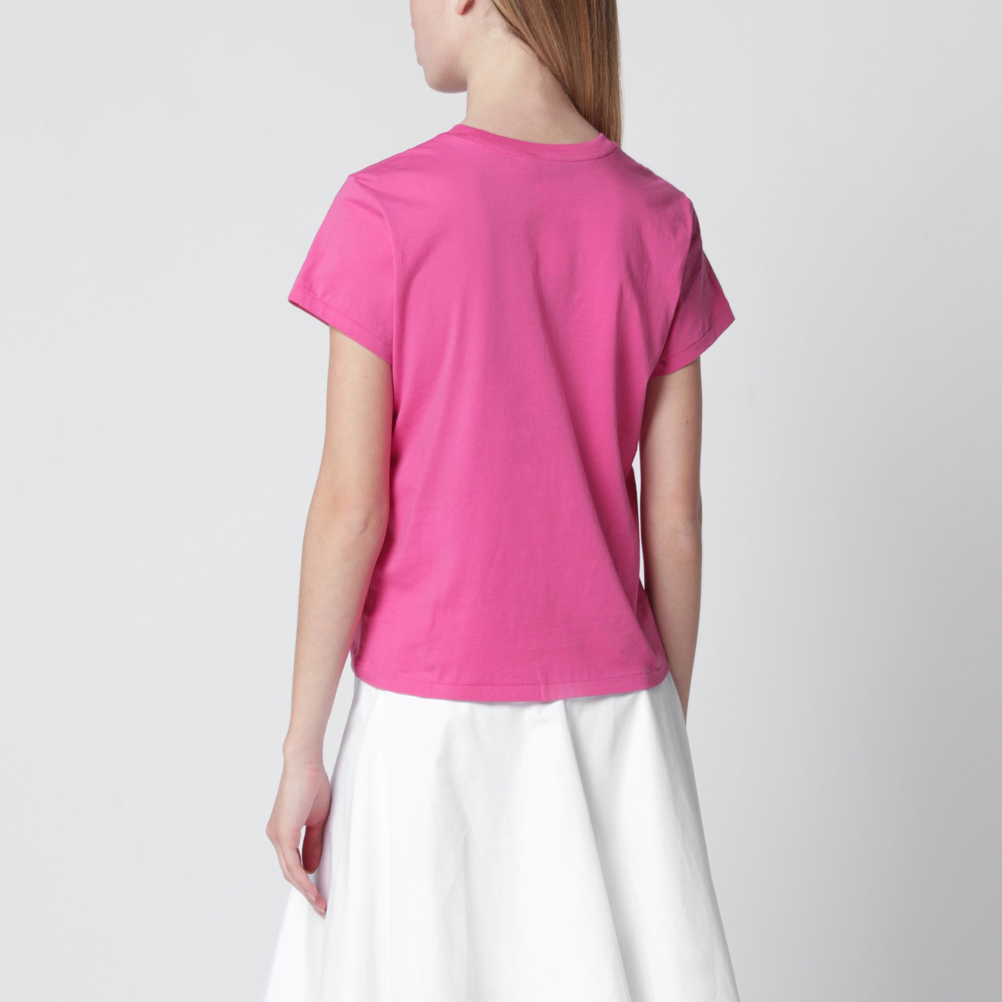 T-shirt Polo Pony girocollo in cotone rosa acceso