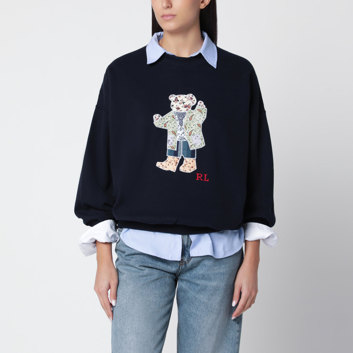 Blue Polo Bear patchwork sweatshirt in cotton blend
