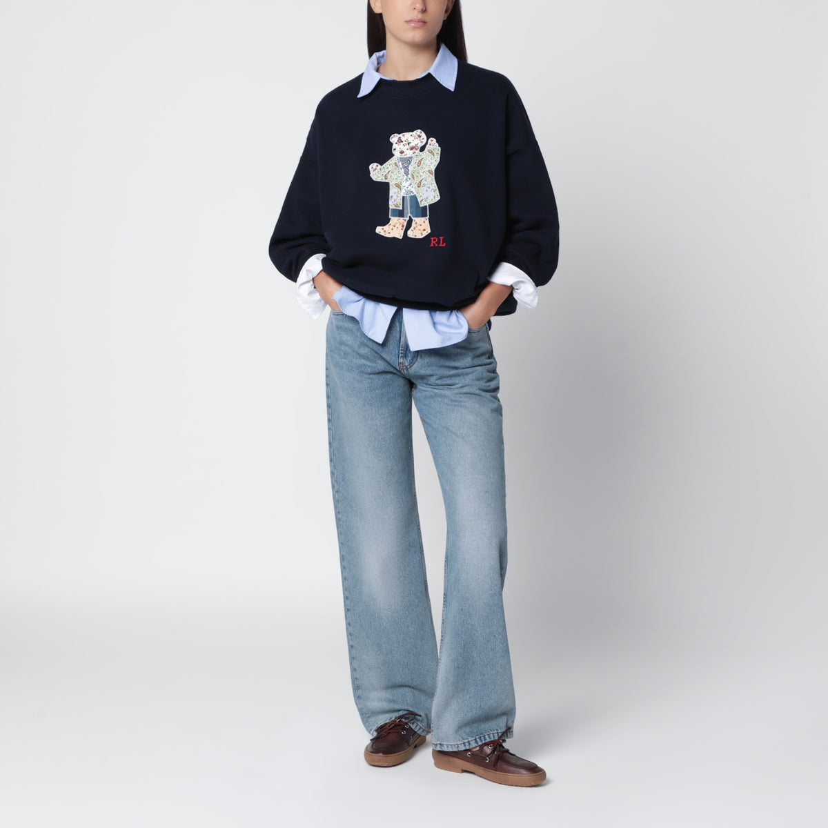 Blue Polo Bear patchwork sweatshirt in cotton blend