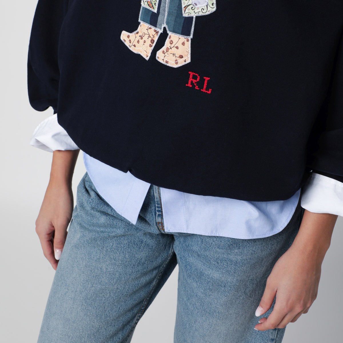 Blue Polo Bear patchwork sweatshirt in cotton blend
