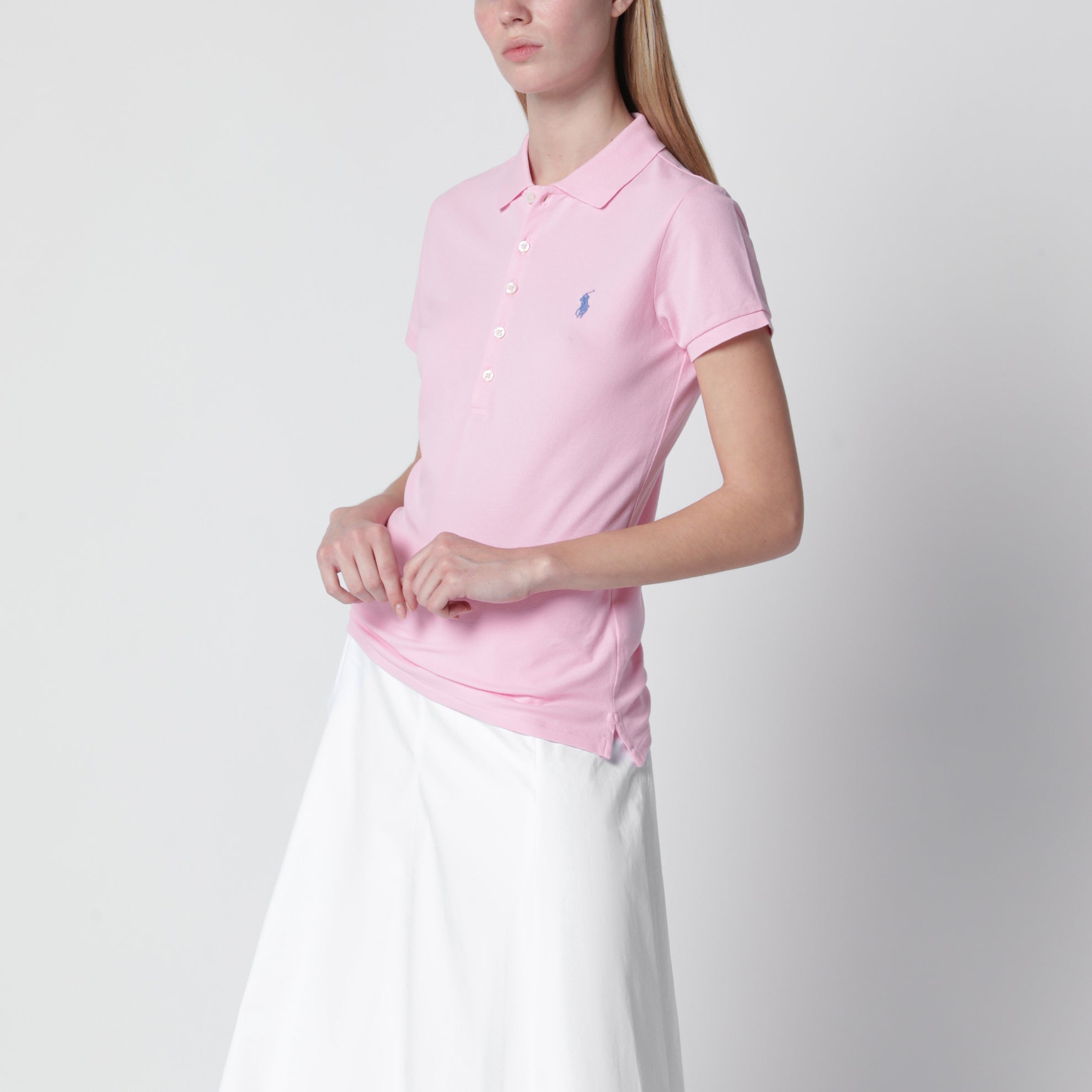 Polo rosa in piqué di cotone Slim-Fit