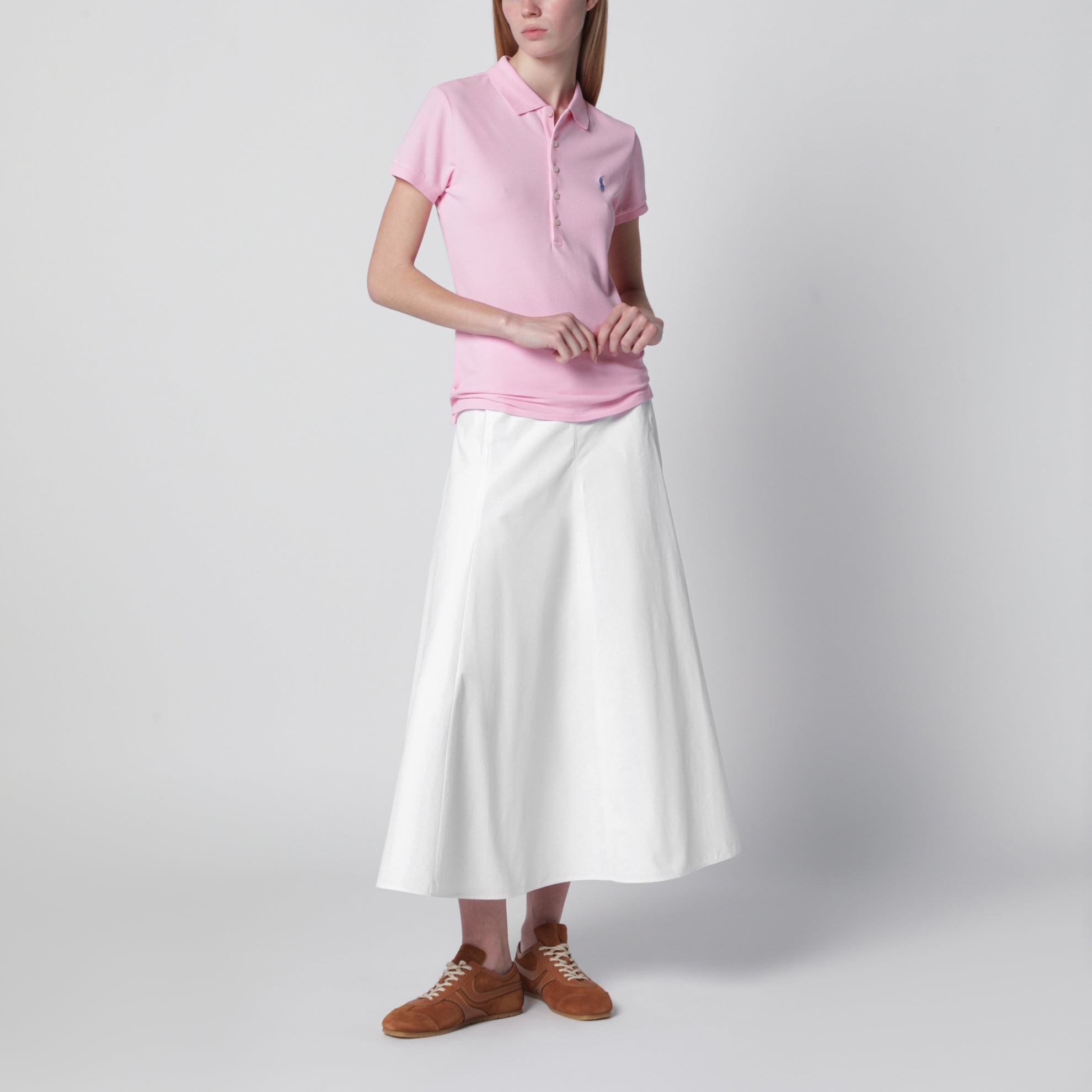 Polo rosa in piqué di cotone Slim-Fit