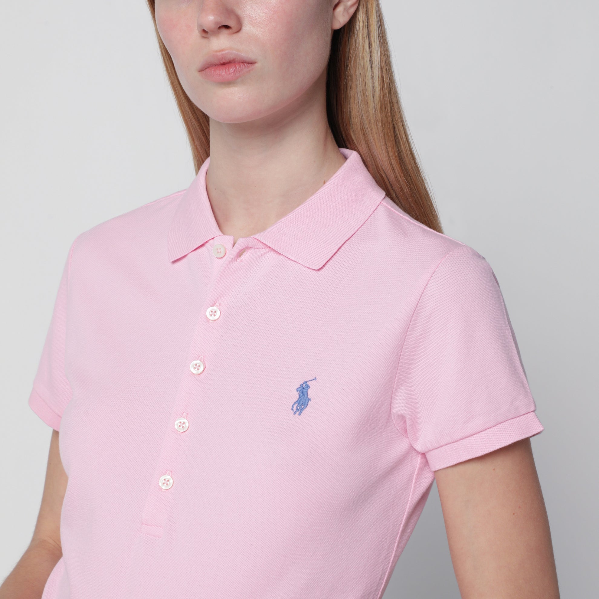 Polo rosa in piqué di cotone Slim-Fit